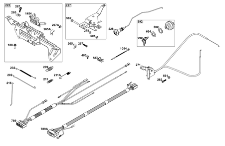 Controls Group Diagram and Parts List for 542477-2229-J1 400000 - 699999 Briggs and Stratton Engine